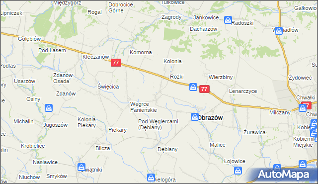 mapa Głazów gmina Obrazów, Głazów gmina Obrazów na mapie Targeo