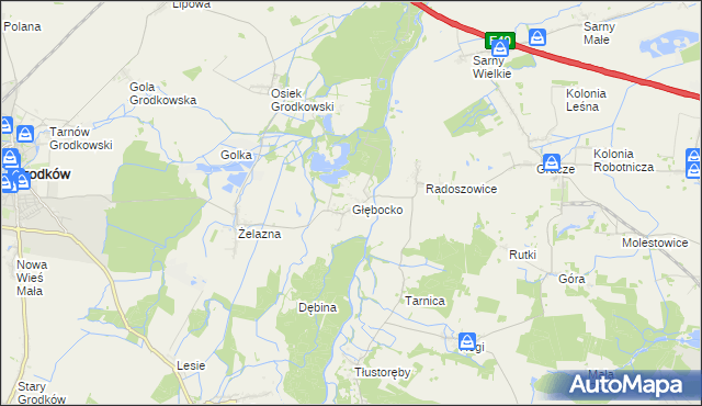 mapa Głębocko gmina Grodków, Głębocko gmina Grodków na mapie Targeo
