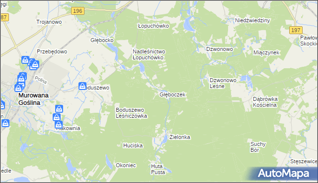 mapa Głęboczek gmina Murowana Goślina, Głęboczek gmina Murowana Goślina na mapie Targeo
