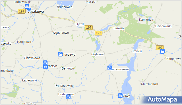 mapa Głębokie gmina Kiszkowo, Głębokie gmina Kiszkowo na mapie Targeo