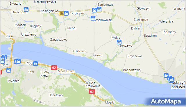 mapa Glewo gmina Dobrzyń nad Wisłą, Glewo gmina Dobrzyń nad Wisłą na mapie Targeo