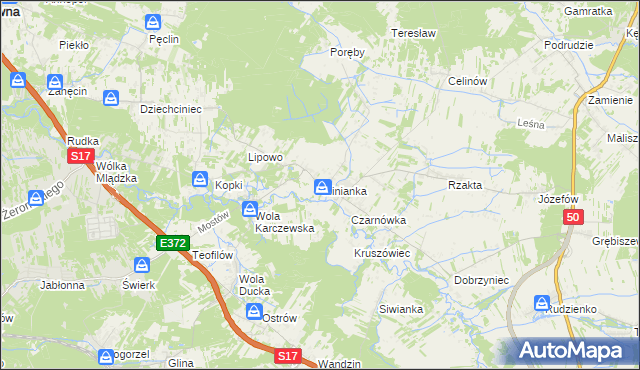 mapa Glinianka gmina Wiązowna, Glinianka gmina Wiązowna na mapie Targeo