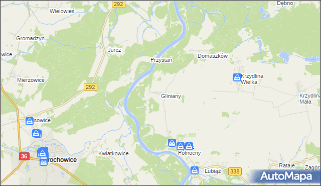 mapa Gliniany gmina Wołów, Gliniany gmina Wołów na mapie Targeo