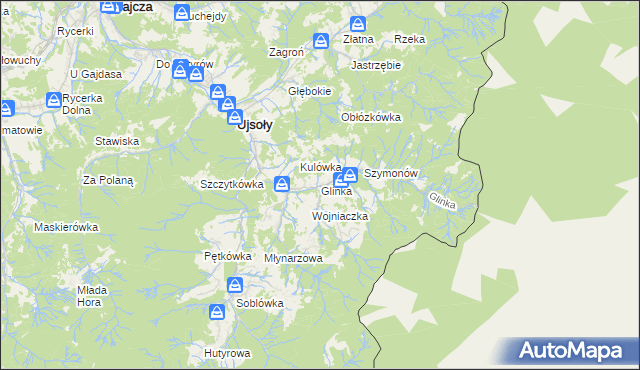 mapa Glinka gmina Ujsoły, Glinka gmina Ujsoły na mapie Targeo