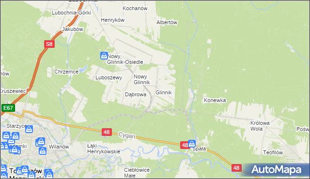 mapa Glinnik gmina Lubochnia, Glinnik gmina Lubochnia na mapie Targeo