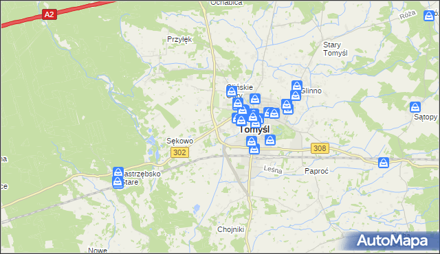 mapa Glinno gmina Nowy Tomyśl, Glinno gmina Nowy Tomyśl na mapie Targeo