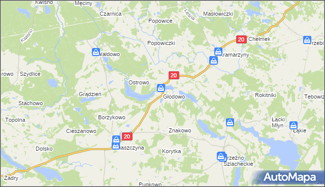 mapa Głodowo gmina Miastko, Głodowo gmina Miastko na mapie Targeo