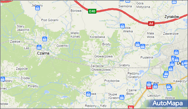mapa Głowaczowa, Głowaczowa na mapie Targeo