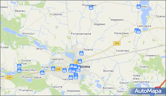 mapa Główna gmina Pobiedziska, Główna gmina Pobiedziska na mapie Targeo