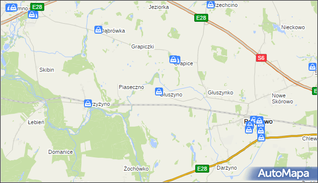 mapa Głuszyno, Głuszyno na mapie Targeo