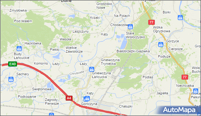 mapa Gniewczyna Tryniecka, Gniewczyna Tryniecka na mapie Targeo