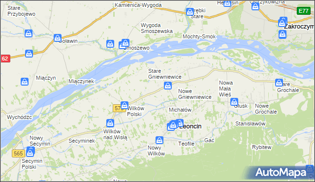 mapa Gniewniewice Folwarczne, Gniewniewice Folwarczne na mapie Targeo