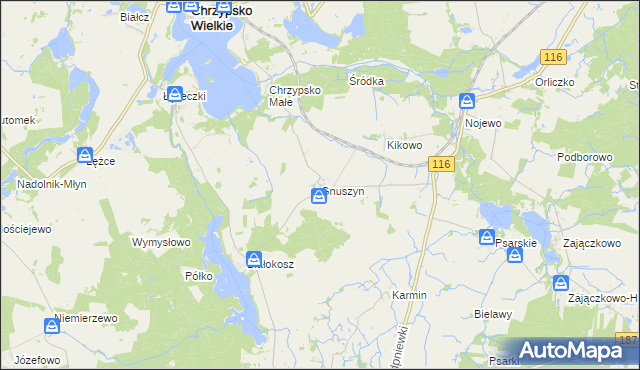 mapa Gnuszyn, Gnuszyn na mapie Targeo