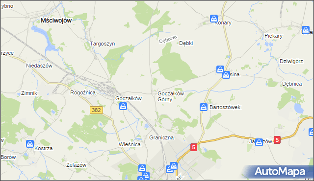 mapa Goczałków Górny, Goczałków Górny na mapie Targeo