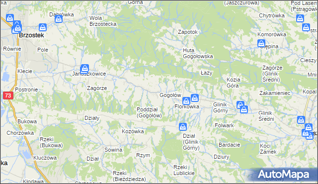 mapa Gogołów gmina Frysztak, Gogołów gmina Frysztak na mapie Targeo