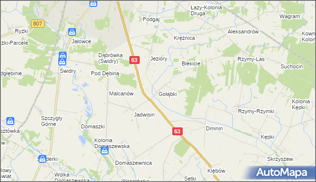 mapa Gołąbki gmina Łuków, Gołąbki gmina Łuków na mapie Targeo