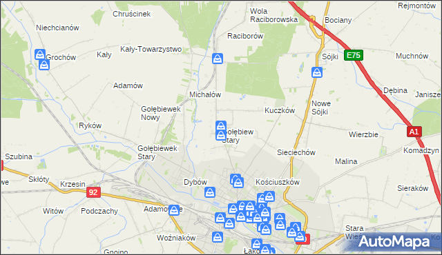 mapa Gołębiew Stary, Gołębiew Stary na mapie Targeo
