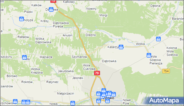 mapa Gołębiów gmina Lipsko, Gołębiów gmina Lipsko na mapie Targeo