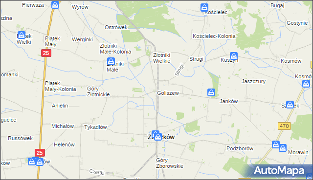 mapa Goliszew gmina Żelazków, Goliszew gmina Żelazków na mapie Targeo