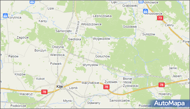 mapa Gołuchów gmina Kije, Gołuchów gmina Kije na mapie Targeo