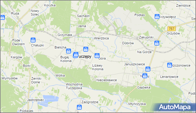 mapa Góra gmina Tuczępy, Góra gmina Tuczępy na mapie Targeo