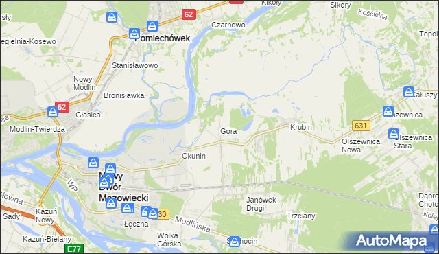 mapa Góra gmina Wieliszew, Góra gmina Wieliszew na mapie Targeo