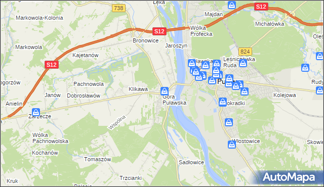 mapa Góra Puławska, Góra Puławska na mapie Targeo