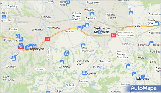 mapa Góra Ropczycka, Góra Ropczycka na mapie Targeo