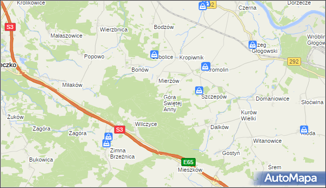 mapa Góra Świętej Anny gmina Żukowice, Góra Świętej Anny gmina Żukowice na mapie Targeo