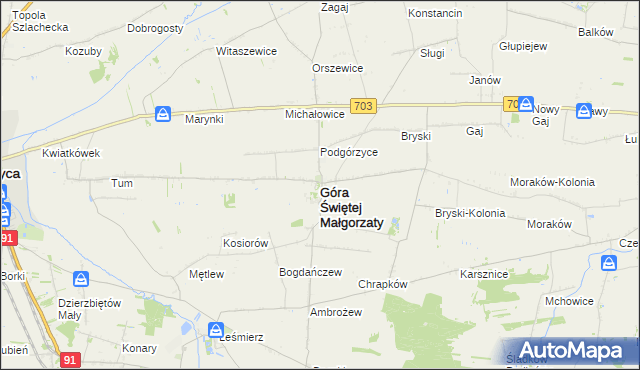 mapa Góra Świętej Małgorzaty, Góra Świętej Małgorzaty na mapie Targeo