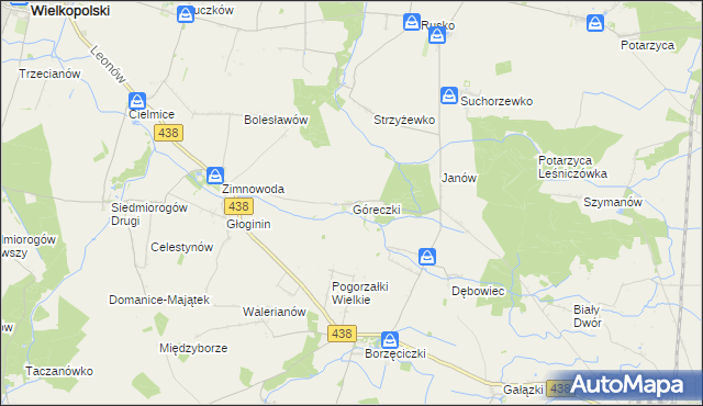 mapa Góreczki gmina Koźmin Wielkopolski, Góreczki gmina Koźmin Wielkopolski na mapie Targeo