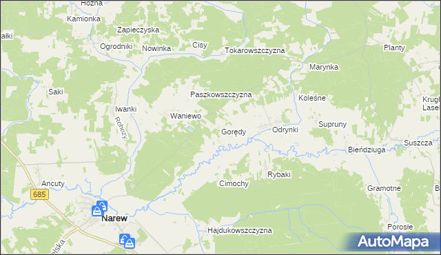 mapa Gorędy, Gorędy na mapie Targeo