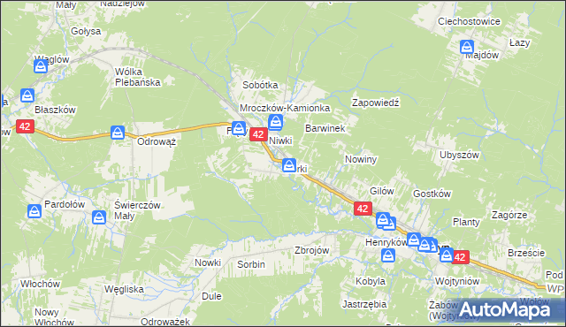 mapa Górki gmina Bliżyn, Górki gmina Bliżyn na mapie Targeo