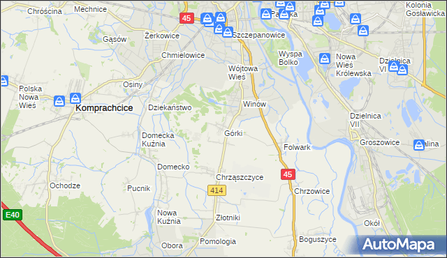 mapa Górki gmina Prószków, Górki gmina Prószków na mapie Targeo