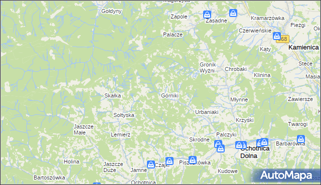 mapa Górniki gmina Ochotnica Dolna, Górniki gmina Ochotnica Dolna na mapie Targeo