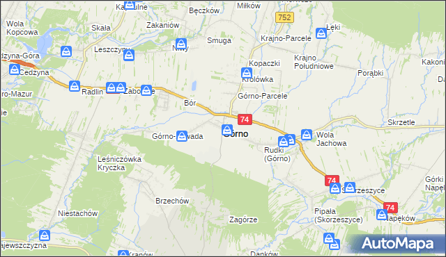 mapa Górno powiat kielecki, Górno powiat kielecki na mapie Targeo