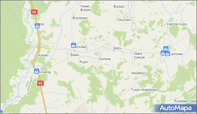 mapa Górskie gmina Kolno, Górskie gmina Kolno na mapie Targeo