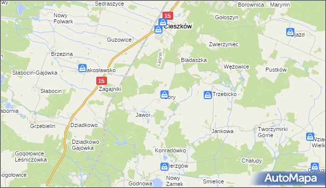 mapa Góry gmina Cieszków, Góry gmina Cieszków na mapie Targeo
