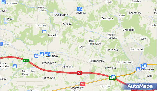 mapa Góry gmina Jakubów, Góry gmina Jakubów na mapie Targeo