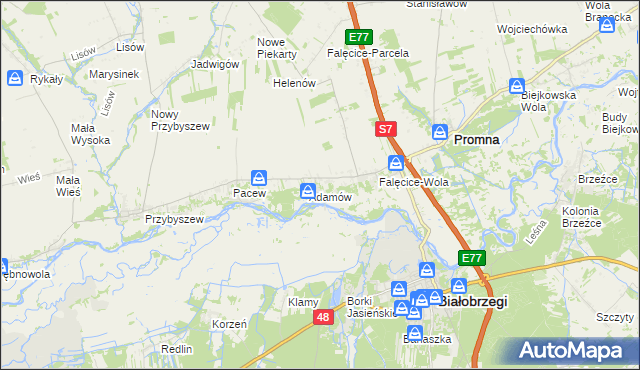 mapa Góry gmina Promna, Góry gmina Promna na mapie Targeo