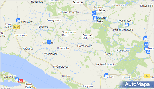 mapa Gorzechowo, Gorzechowo na mapie Targeo