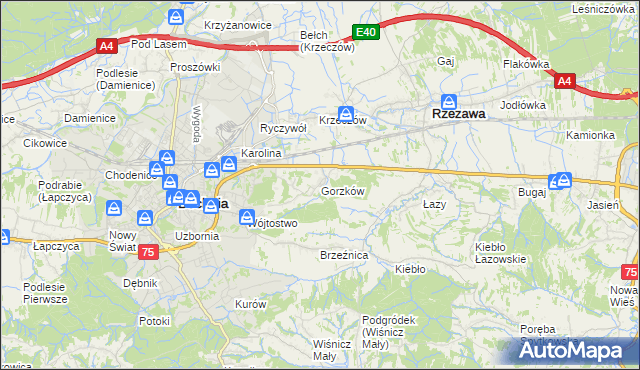 mapa Gorzków gmina Bochnia, Gorzków gmina Bochnia na mapie Targeo