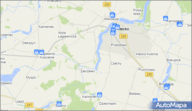 mapa Gorzuchowo gmina Kłecko, Gorzuchowo gmina Kłecko na mapie Targeo