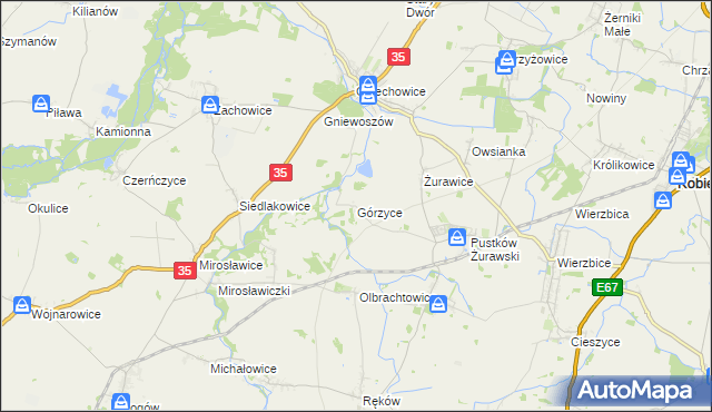 mapa Górzyce, Górzyce na mapie Targeo