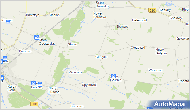 mapa Gorzyce gmina Czempiń, Gorzyce gmina Czempiń na mapie Targeo