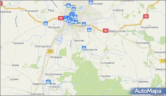 mapa Gościęcice, Gościęcice na mapie Targeo