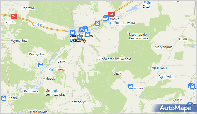 mapa Gościeradów-Kolonia, Gościeradów-Kolonia na mapie Targeo