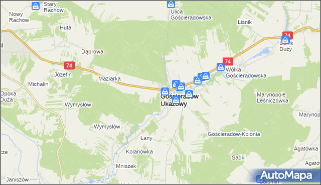 mapa Gościeradów Ukazowy, Gościeradów Ukazowy na mapie Targeo