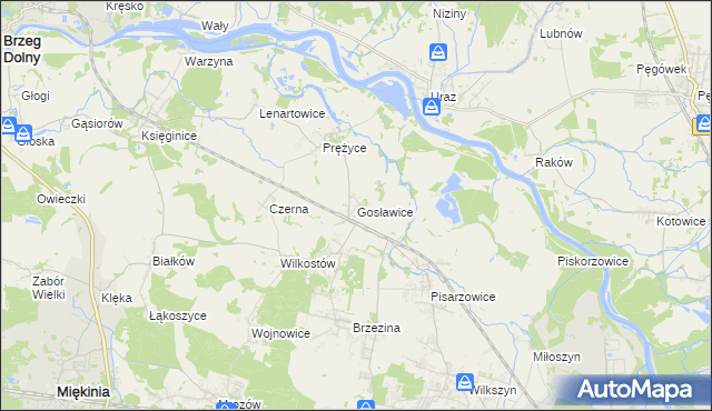 mapa Gosławice gmina Miękinia, Gosławice gmina Miękinia na mapie Targeo
