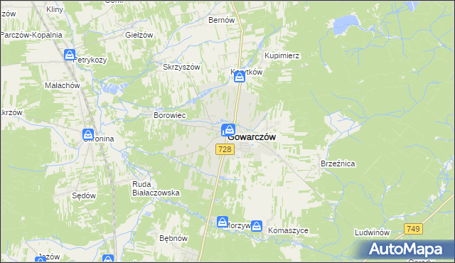 mapa Gowarczów, Gowarczów na mapie Targeo